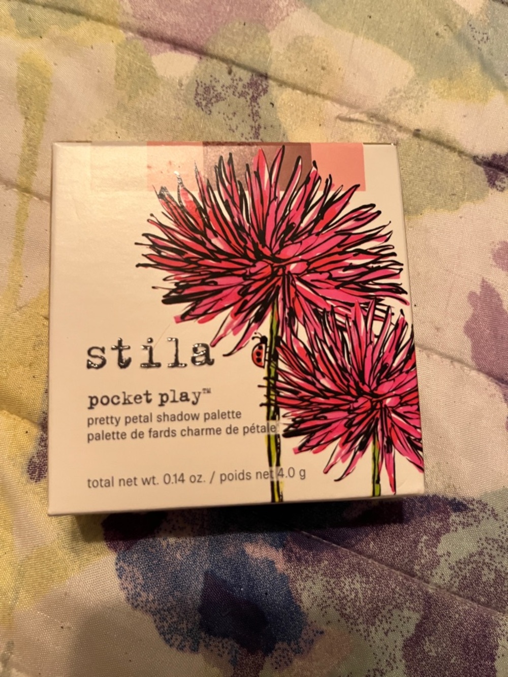 Stila Pocket Play Pretty Petal Shadow Palette - Bright Pink Floral Artwork